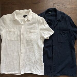 TWO Express Crinkle Textured Cotton Short Sleeve Shirts! Good used condition.